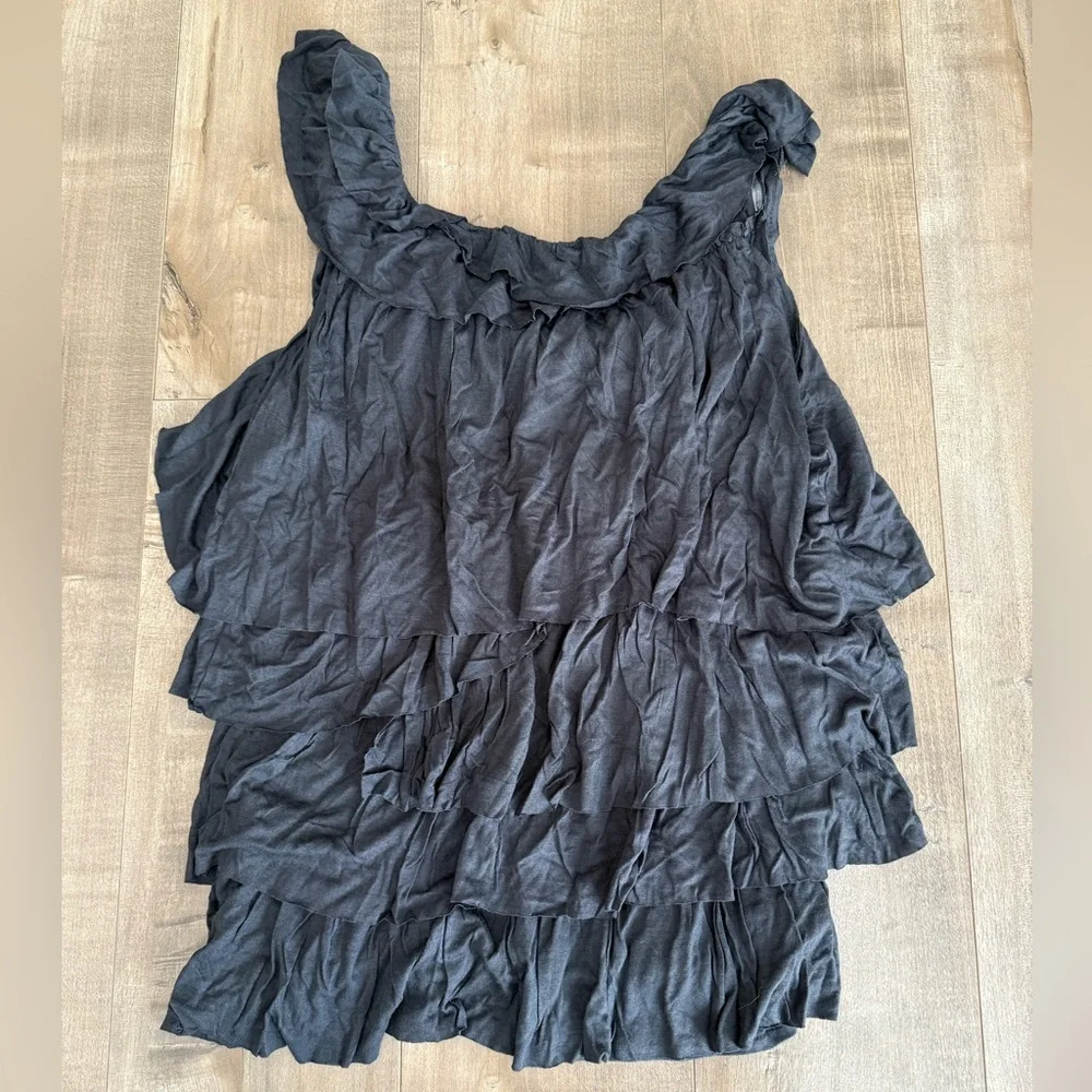 Lot of 2 J Crew Shirts Women Medium Cascading Ruffles Gray Short Sleeve Tank Top